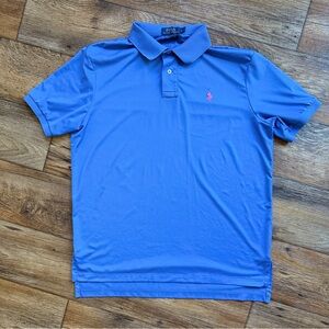 Polo Ralph Lauren Performance Polo L Blue Pink Pony Stretch Golf Periwinkle
